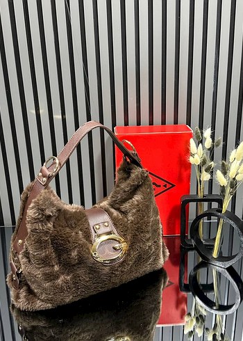 Mavi Kürklü Kadın Omuz Çantası - Görsel 4