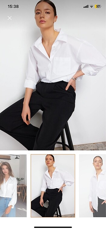 Trendyol & Milla Milli boyfriend gömlek oversize beyaz
