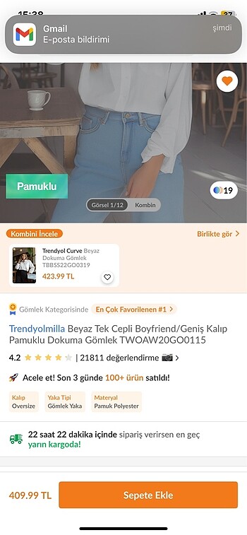 36 Beden Milli boyfriend gömlek oversize beyaz