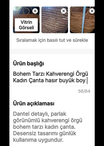 hasır canta buyuk boy - Görsel 7