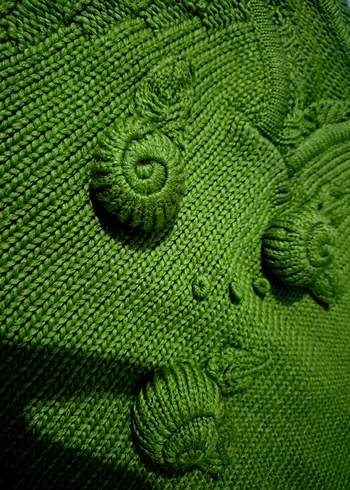 Kız Çocuk Bohem Yeşil Örgü Panço - Görsel 3