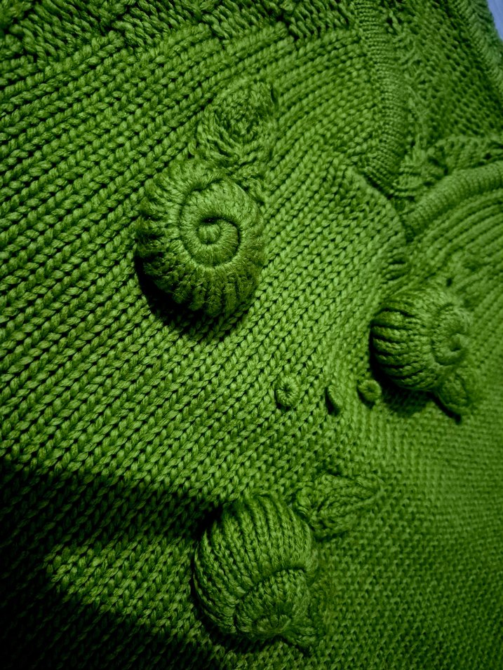 Kız Çocuk Bohem Yeşil Örgü Panço - Görsel 3