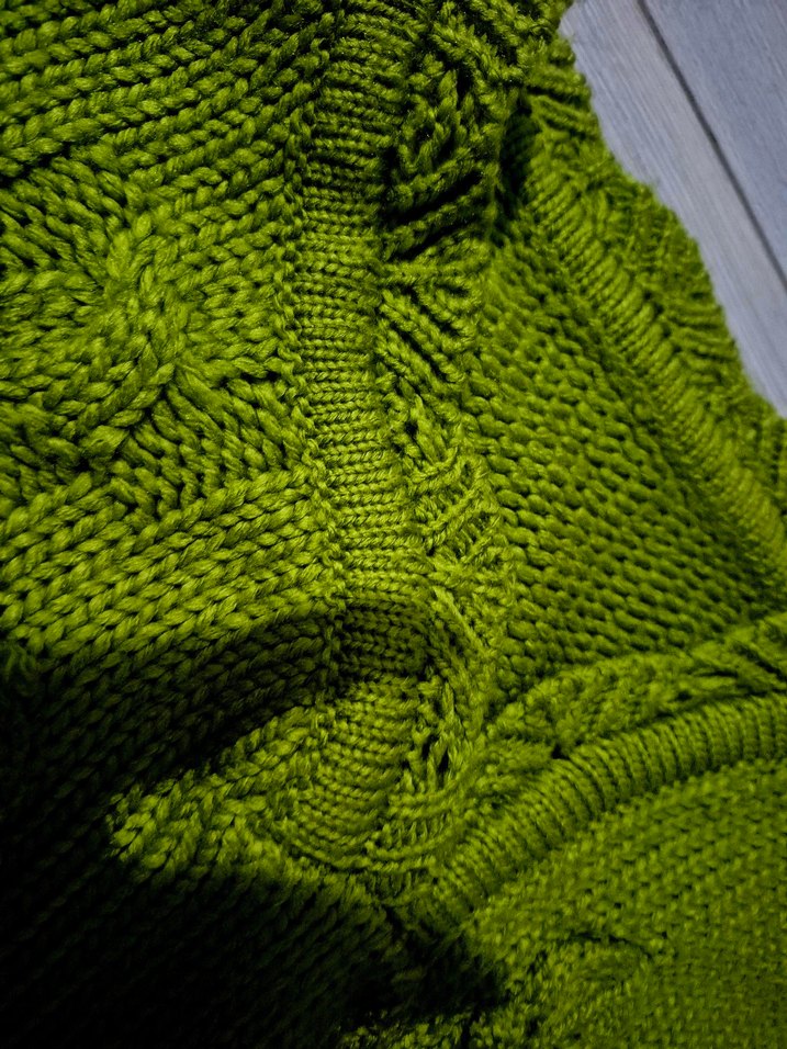 Kız Çocuk Bohem Yeşil Örgü Panço - Görsel 4