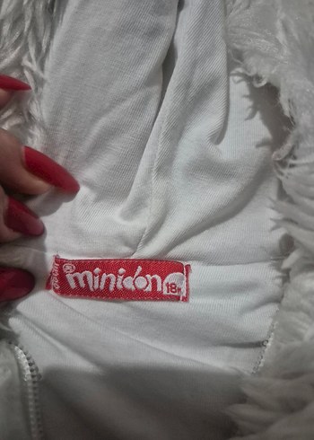 beyaz Kapüşonlu Kız cocuk Peluş Mont - Görsel 4