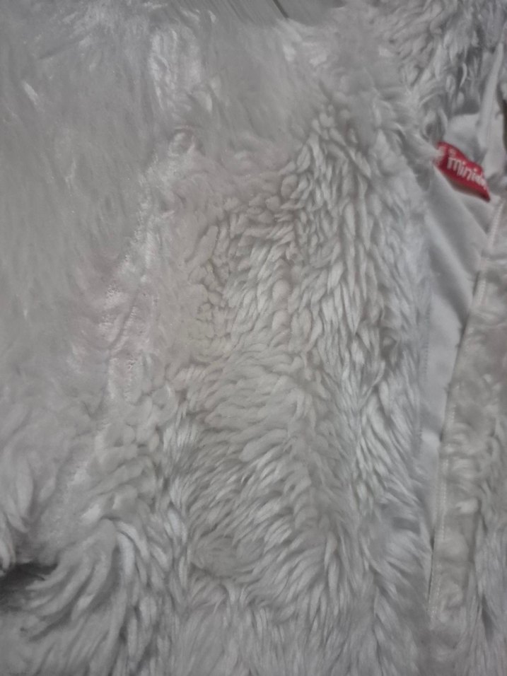 beyaz Kapüşonlu Kız cocuk Peluş Mont - Görsel 5