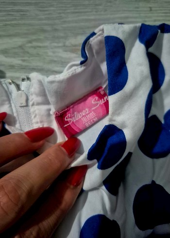 Kız Çocuk Puantiyeli Kolsuz Elbise - Görsel 3