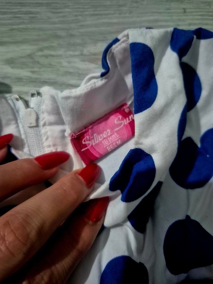 Kız Çocuk Puantiyeli Kolsuz Elbise - Görsel 3