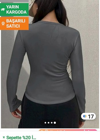 Gri Uzun Kollu Dar Kesim Kadın Bluz - Görsel 4