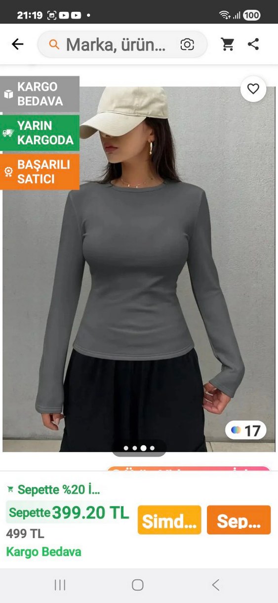 Gri Uzun Kollu Dar Kesim Kadın Bluz - Görsel 3