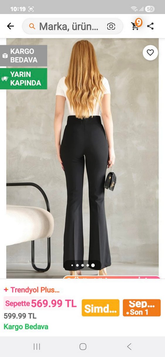 Siyah Kemerli Midi Kadın Kumaş Pantolon - Görsel 2