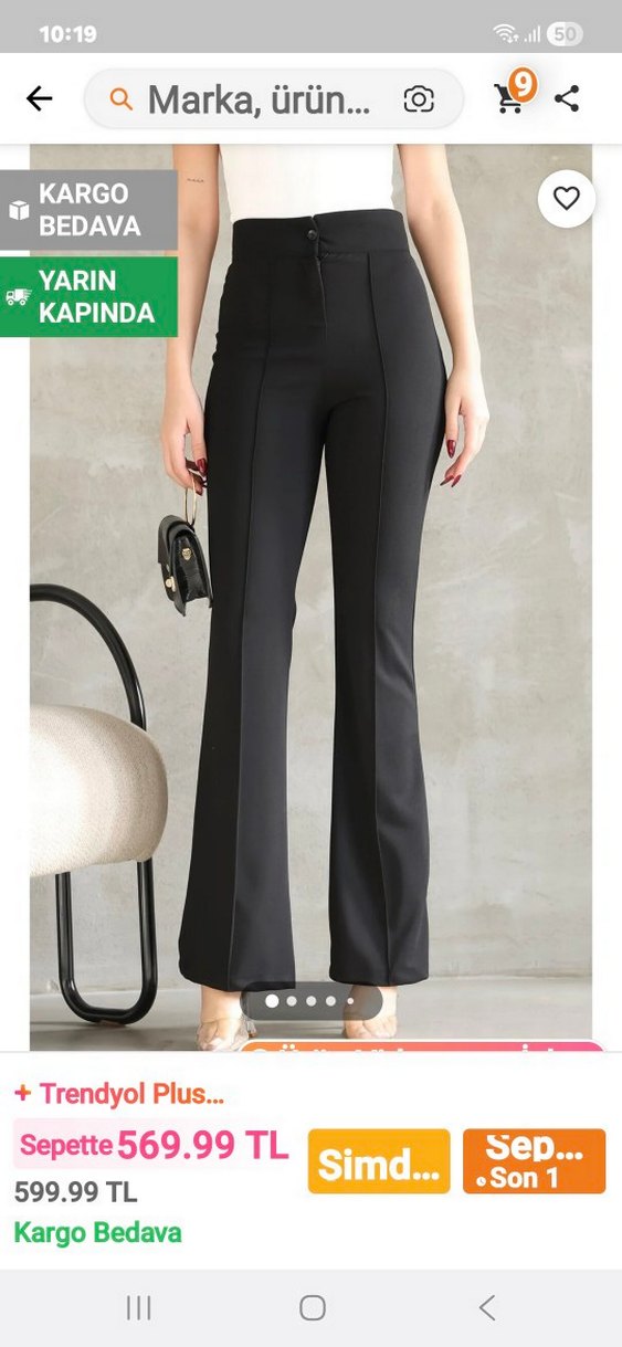 Siyah Kemerli Midi Kadın Kumaş Pantolon - Görsel 3