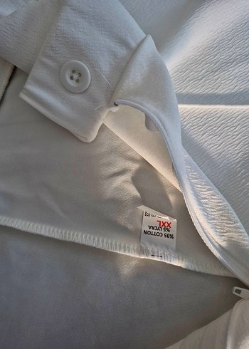 Beyaz Midi Kumaş Pantolon, Kemerli, Rahat Kesim - Görsel 8