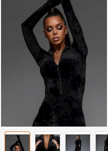 Siyah Süet Uzun Kollu Midi Tulum 46 bedene kadar uyumlu - Görsel 4