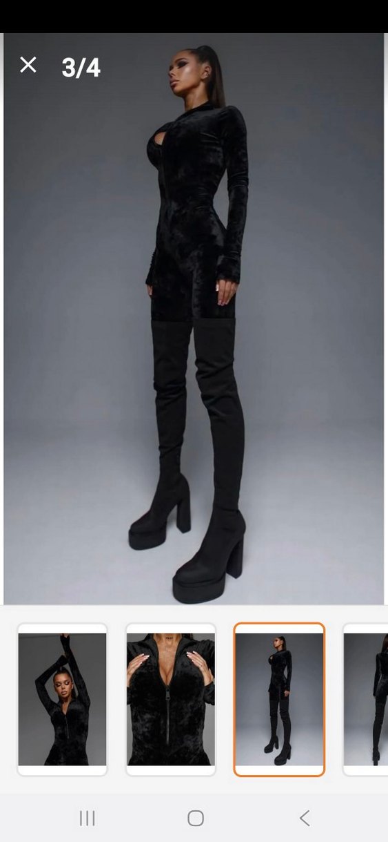 Siyah Süet Uzun Kollu Midi Tulum 46 bedene kadar uyumlu - Görsel 5