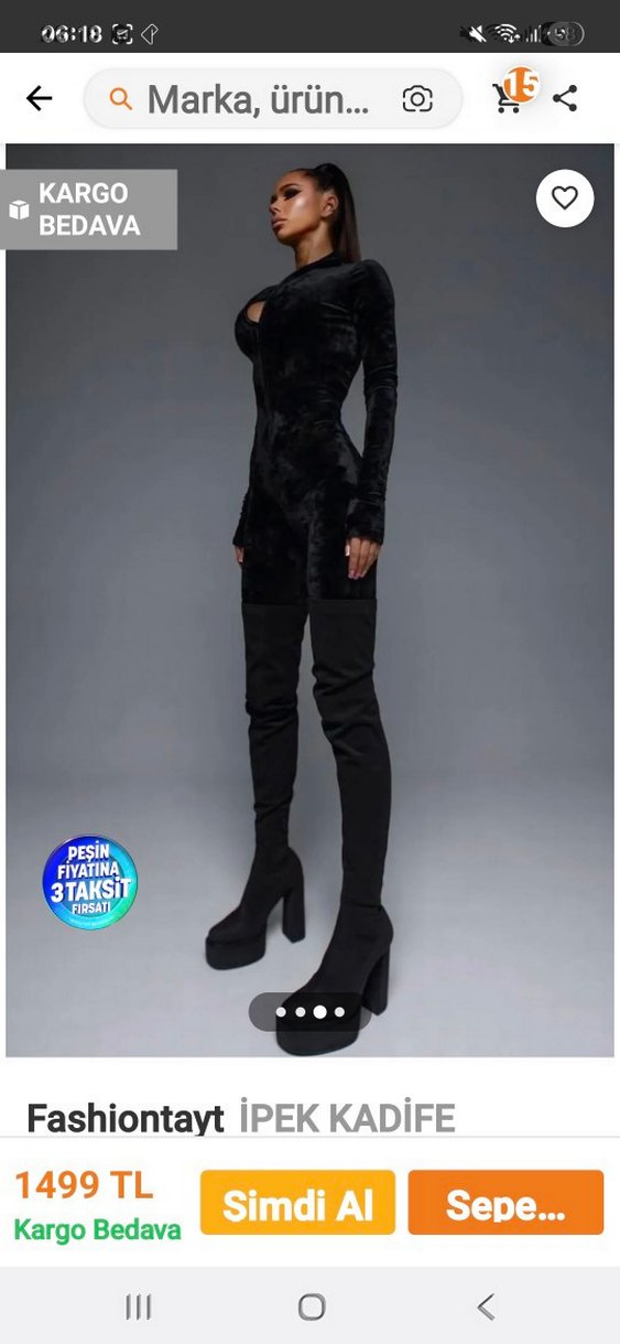 Siyah Süet Uzun Kollu Midi Tulum 46 bedene kadar uyumlu - Görsel 2