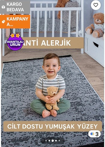 Gri Baskılı Çağdaş Halı - Görsel 2