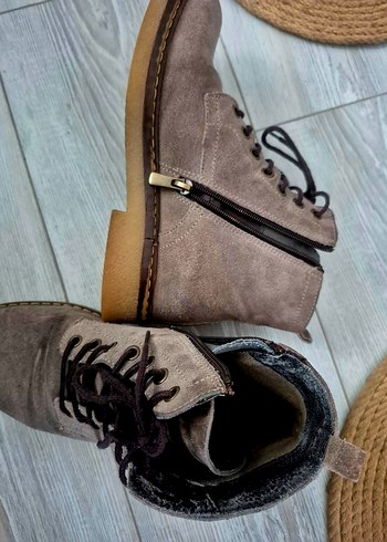 Kahverengi Süet Kadın Botları Blok Topuklu - Görsel 4