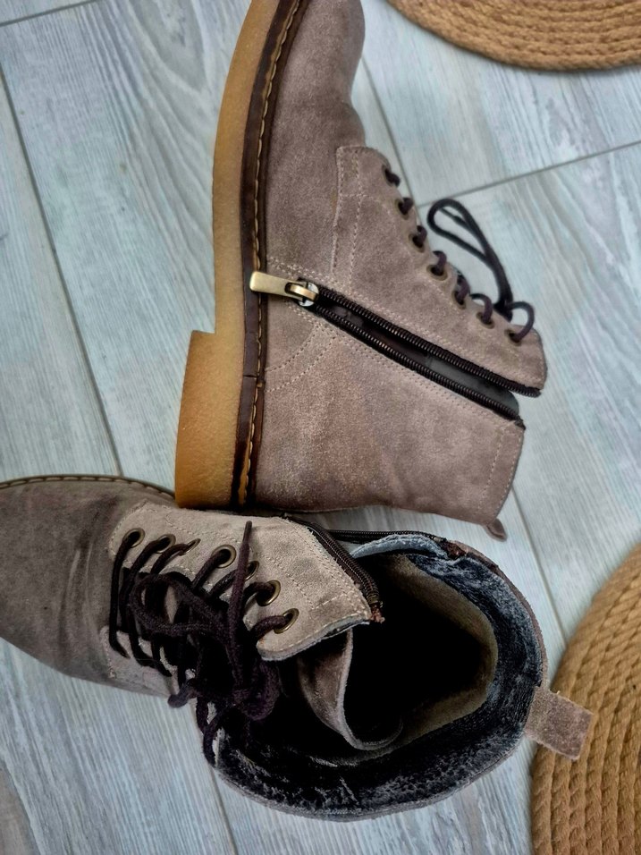 Kahverengi Süet Kadın Botları Blok Topuklu - Görsel 4