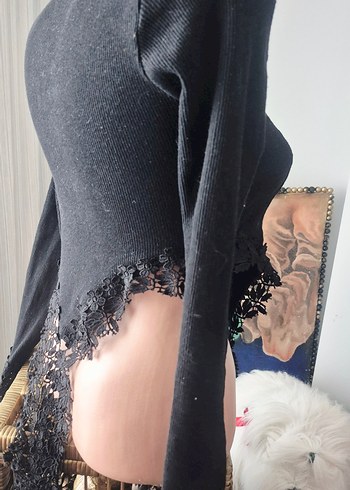 Siyah Dantel İşlemeli Gotik Kadın Body süit ferm.halkalı. - Görsel 3