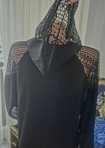 Dantel Detaylı Siyah V Yaka Uzun Kollu Bluz - Görsel 4