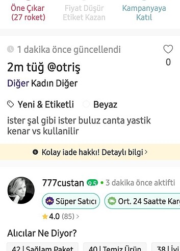 Beden 2m tüğ @otriş