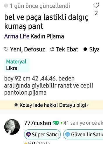 Armalife Dalgic kumas pijama ..pant