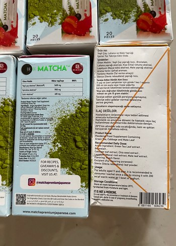 Beden 10 paket Matcha Yeşil Çay Tozu 20'li Paket