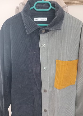 Zara kadife Gri Renkli Erkek Düğmeli Gömlek