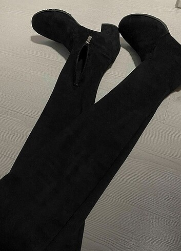 38 Beden siyah Renk Siyah Süet Topuklu Çorap Çizme 