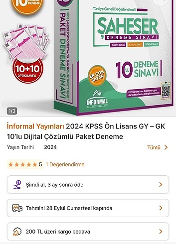 İnformal yayınları Önlisans 2024 Deneme 