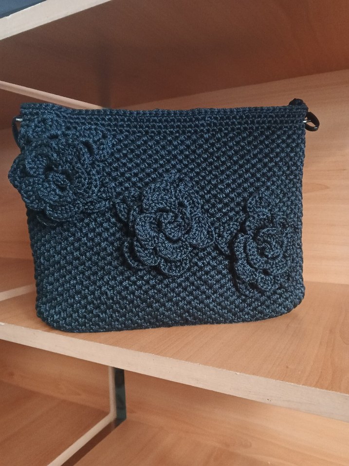 Siyah Örgü Kadın Çanta - Görsel 2