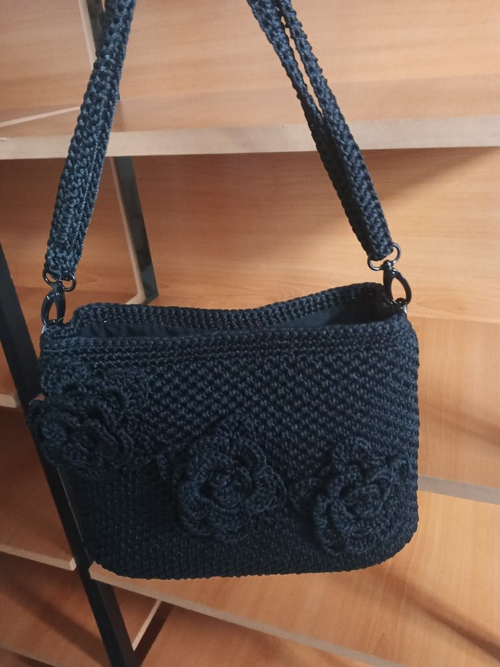 Siyah Örgü Kadın Çanta - Görsel 3