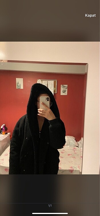 s Beden siyah Renk Pull and bear kapüşonlu yumuş mont/hırka