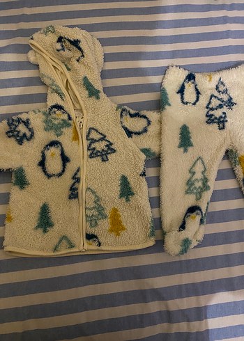 Kapüşonlu Bebek Baskılı Polar  Alt Üst - Görsel 2