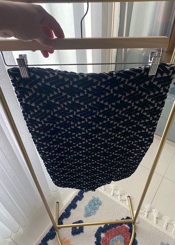 Desenli Siyah Piliseli Midi Etek - Görsel 7