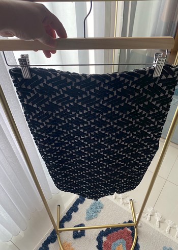 Desenli Siyah Piliseli Midi Etek - Görsel 10