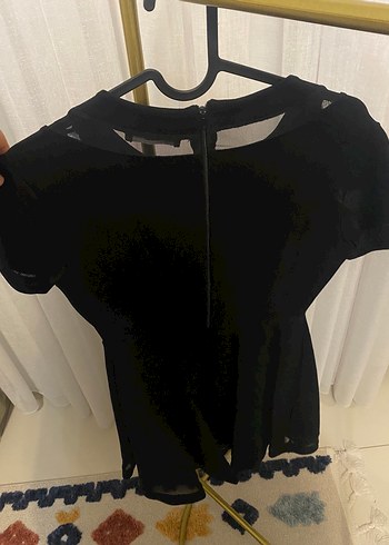 Siyah Kısa Kollu Elbise - Görsel 6