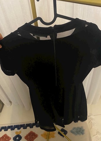 Siyah Kısa Kollu Elbise - Görsel 5