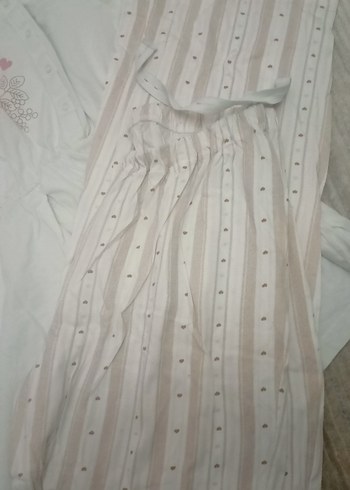 Nakışlı Beyaz Hamile ve Emzirme Gecelik - Görsel 5