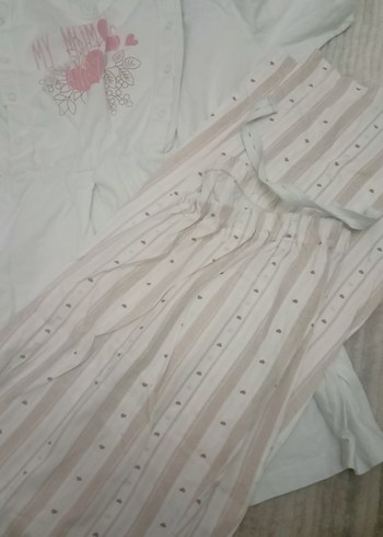 Nakışlı Beyaz Hamile ve Emzirme Gecelik - Görsel 6