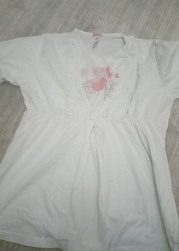 Nakışlı Beyaz Hamile ve Emzirme Gecelik - Görsel 7