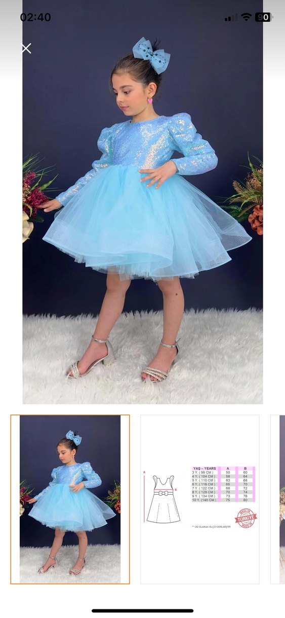 Mavi Kürklü Uzun Kollu Çocuk Elbisesi - Görsel 3