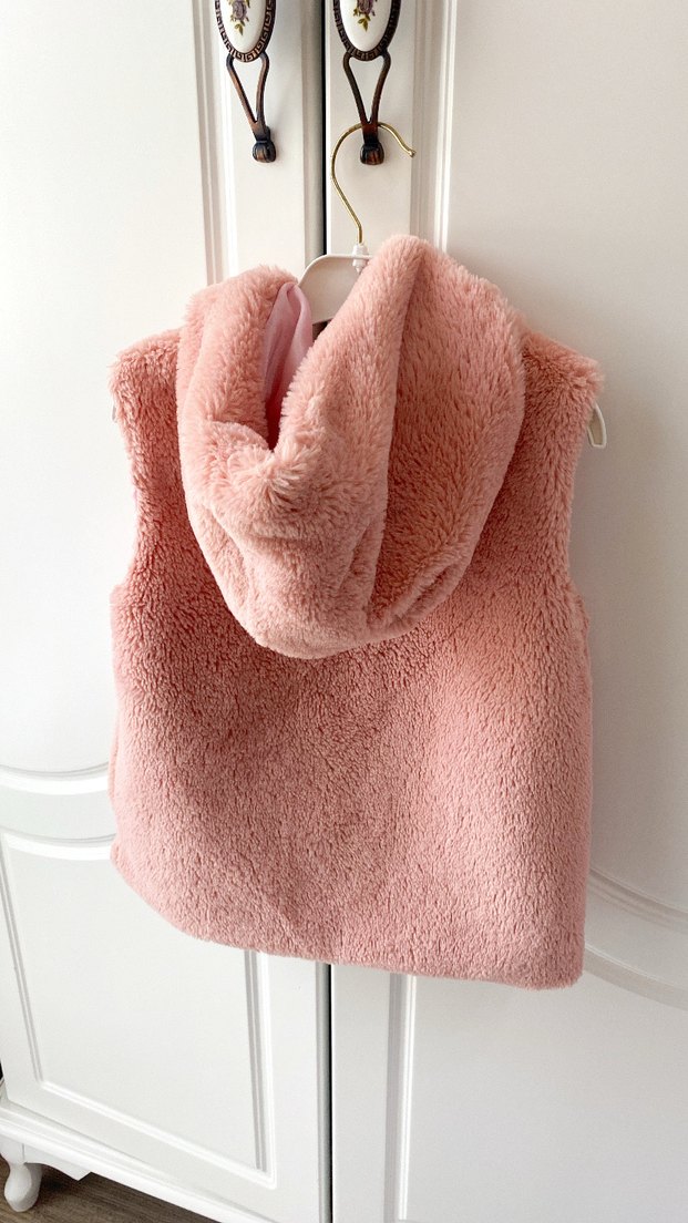 Kız Çocuk Pembe Peluş Yelek 5 6 yaş - Görsel 2