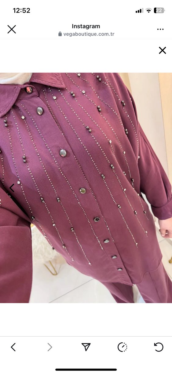 Düğmeli Bordo Kadın Tunik takım tensel kumaş - Görsel 2