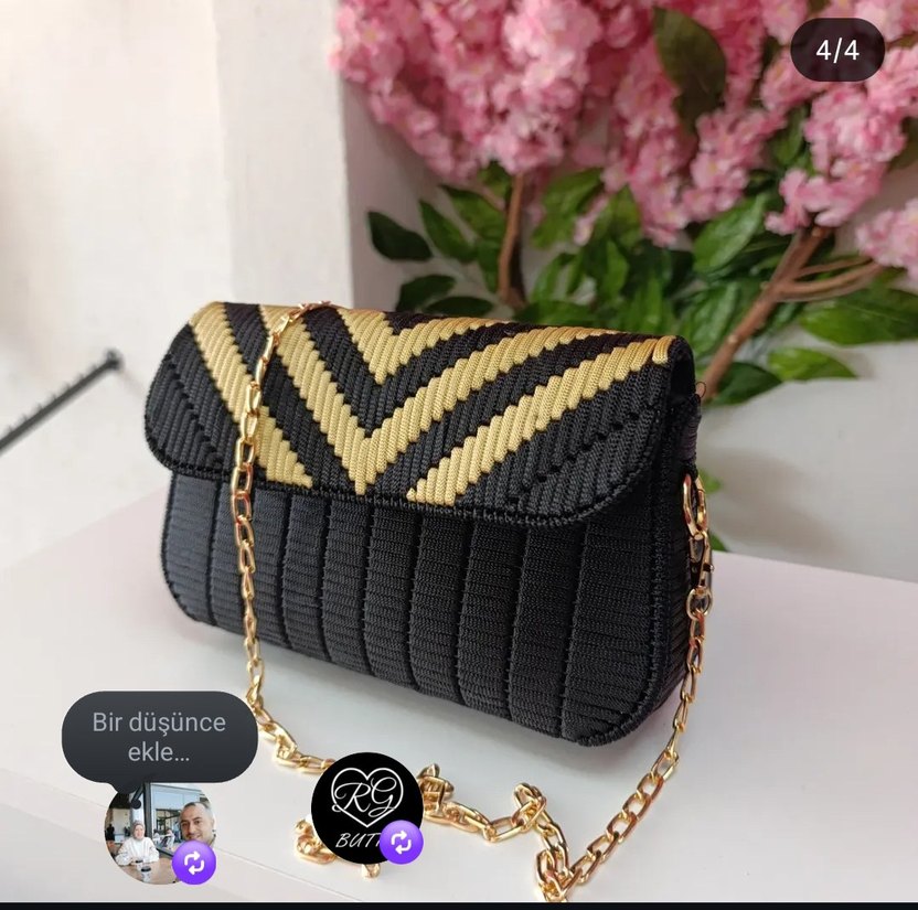 Gold ve siyah uyumlu özel yapım çanta  - Görsel 2