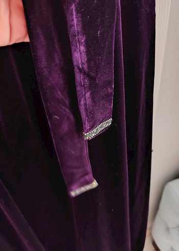 Mor Kadın Uzun Kadife Elbise - Görsel 5