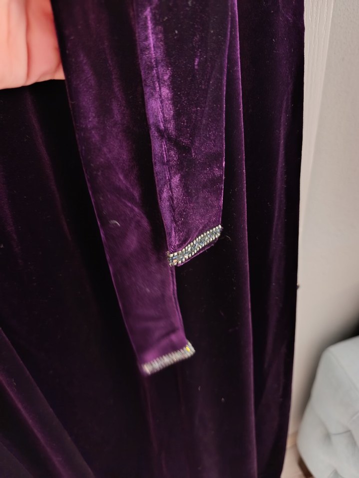Mor Kadın Uzun Kadife Elbise - Görsel 5
