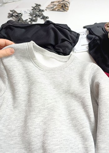 Gri uniseks Sweatshirt ve Eşofman Takımı - Görsel 2