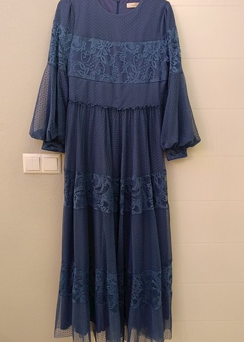 Kadın Lacivert Bohem Uzun Elbise - Görsel 2