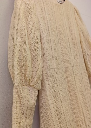 Dantel Detaylı krem Bohem Uzun Elbise - Görsel 3